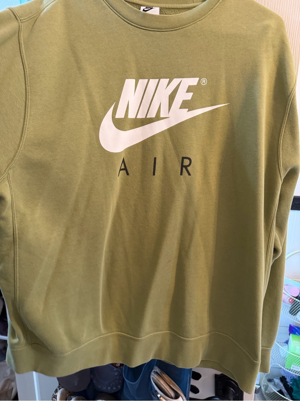 Nike Olive Green Sweatshirt with White Nike Air Logo